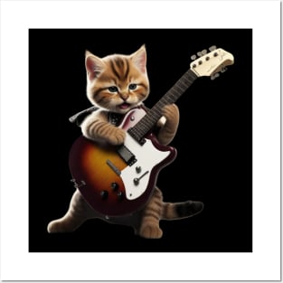 Whimsical Feline Musician Top Posters and Art